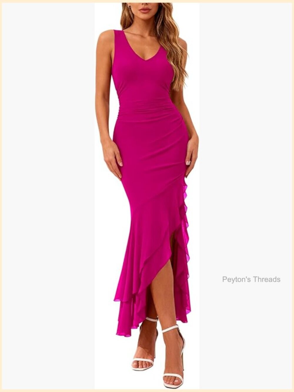 Bodycon Ruched Sleeveless V-Neck Maxi Cocktail Wedding Guest Dress